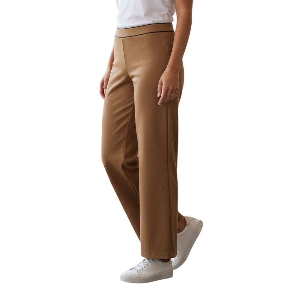 Joseph Ribkoff Brown Faux Leather Pants Women's Sz 14 Straight Leg Office